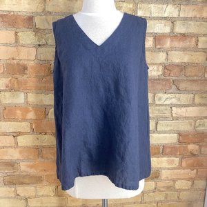 Not Perfect Linen Navy Tank